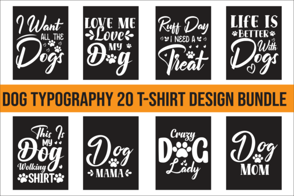 Dog Typography T-Shirt Design Bundle 2